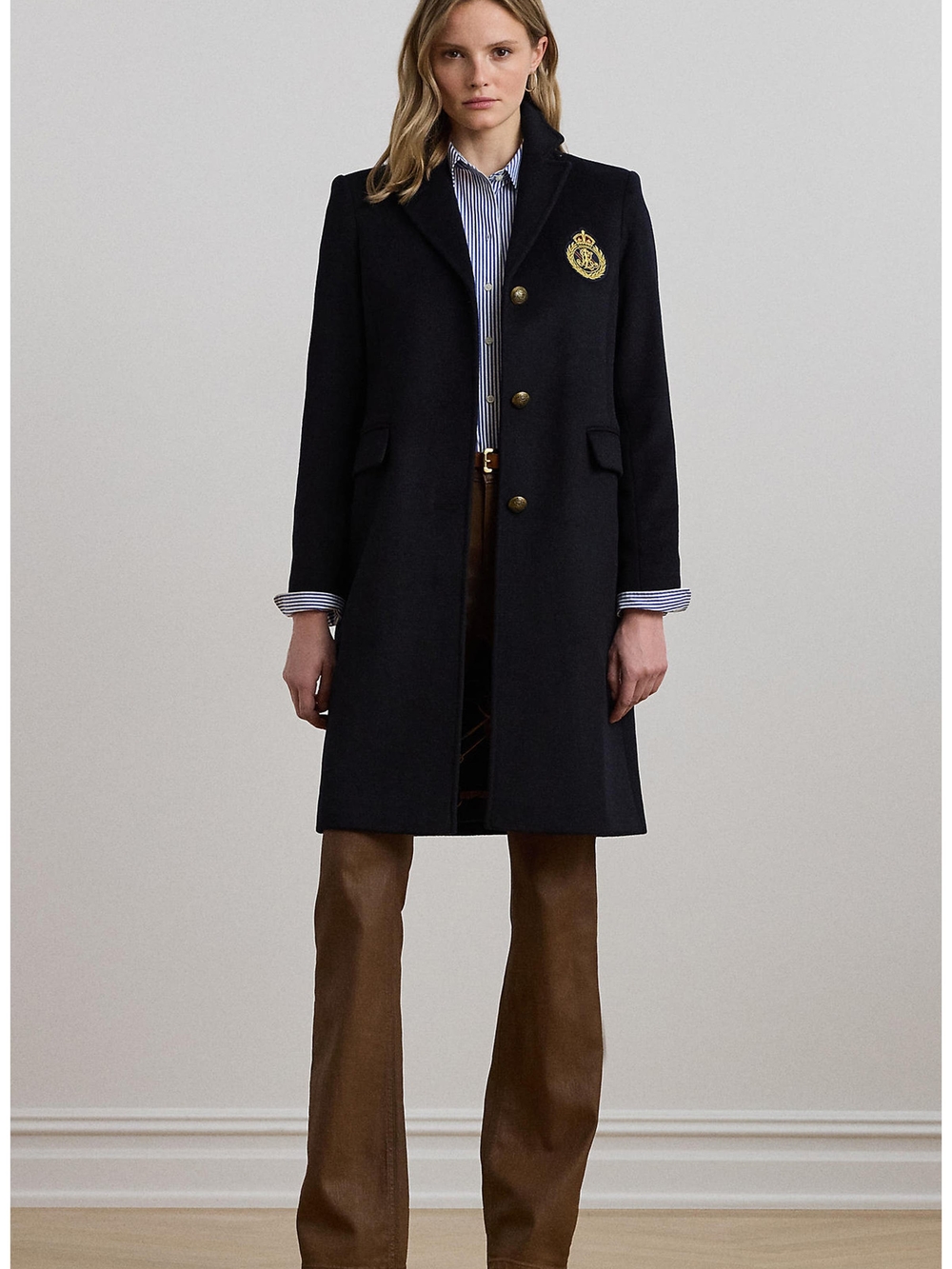 Polo by Ralph Lauren Navy Wool Crest Single-Breasted Coat